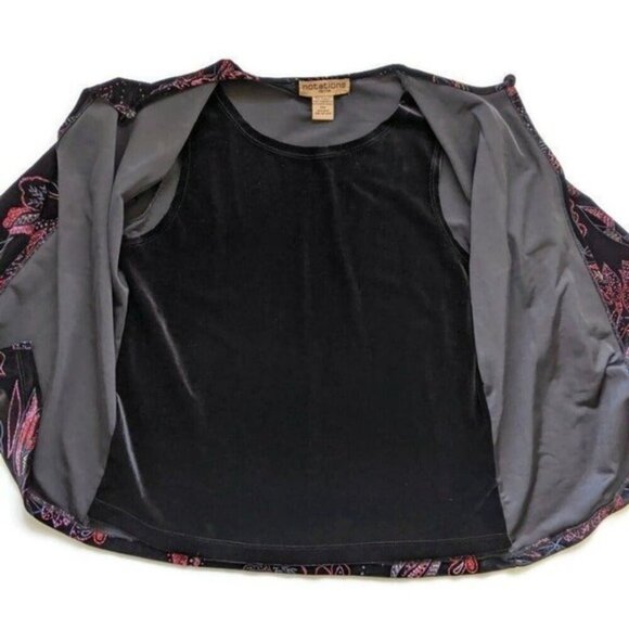 Vintage Black Red Glitter Black Velour Top Set PM Evening Party Whimsigoth Witch - Picture 6 of 9